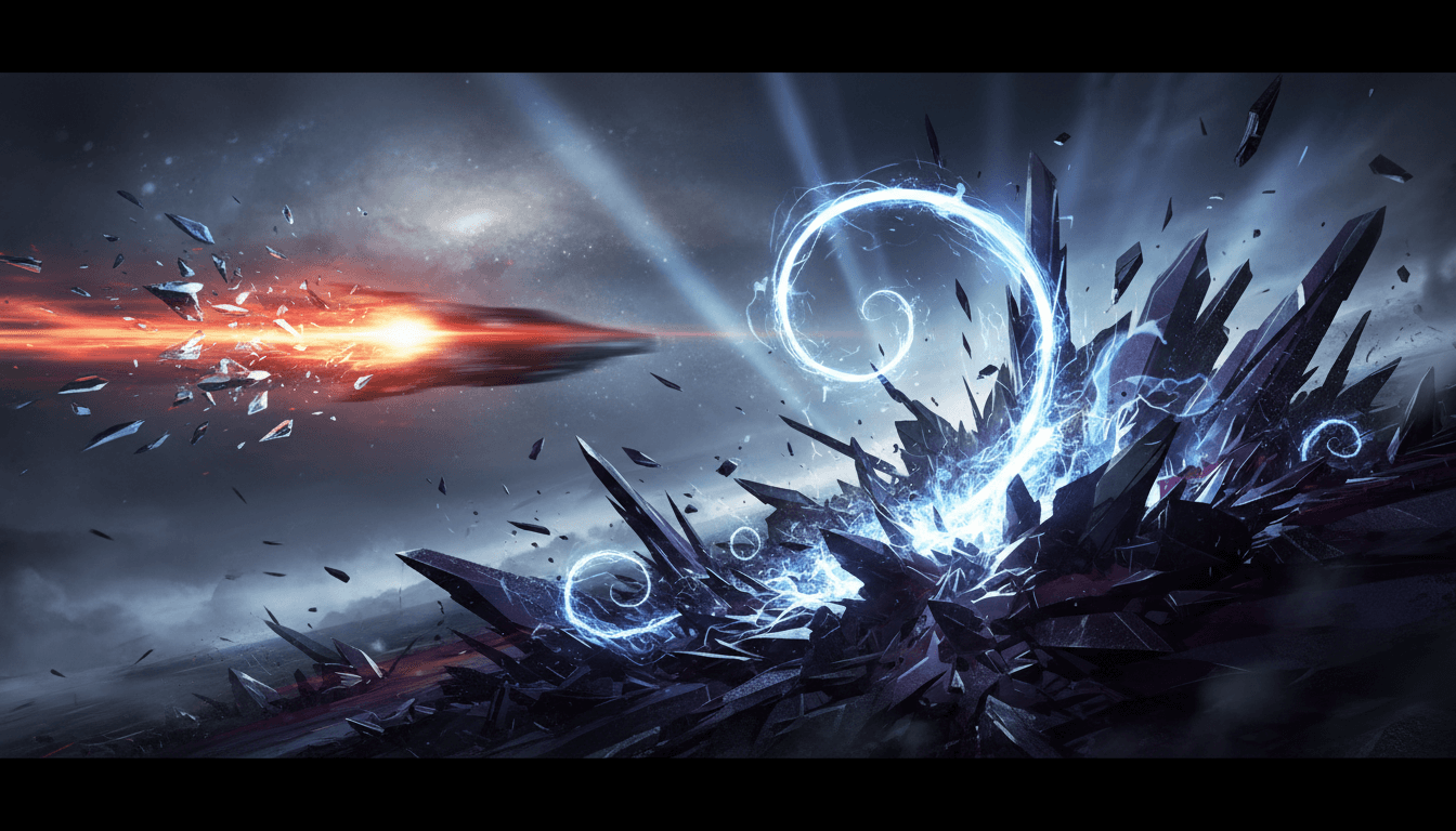 Shattered objects from speed, demolished fragments from explosive acceleration.