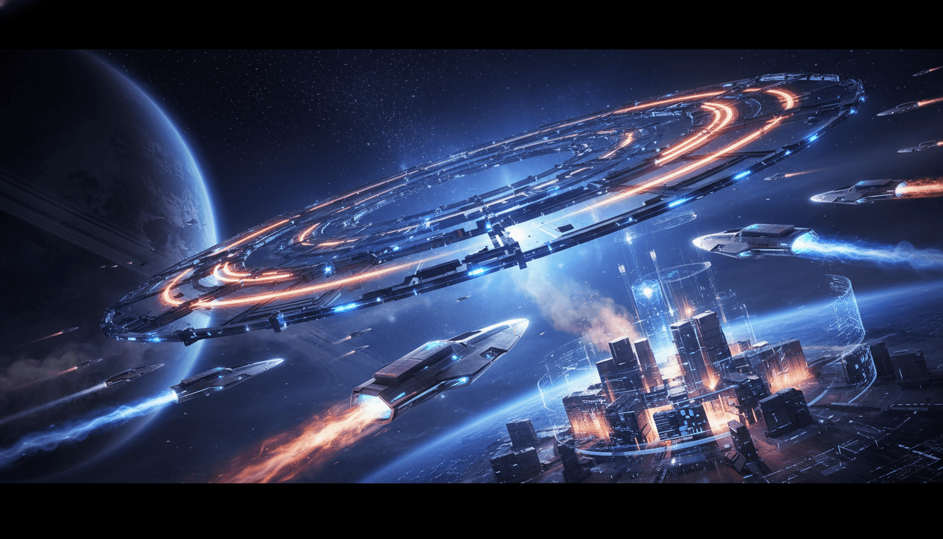 Orbital path close to a planet, illustrating a low-orbit strategic offense.