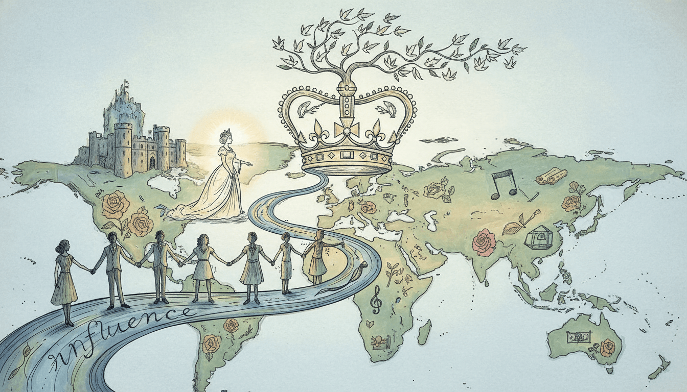 Queen Elizabeth II and Windsor Castle, representing royal soft power and revolution.