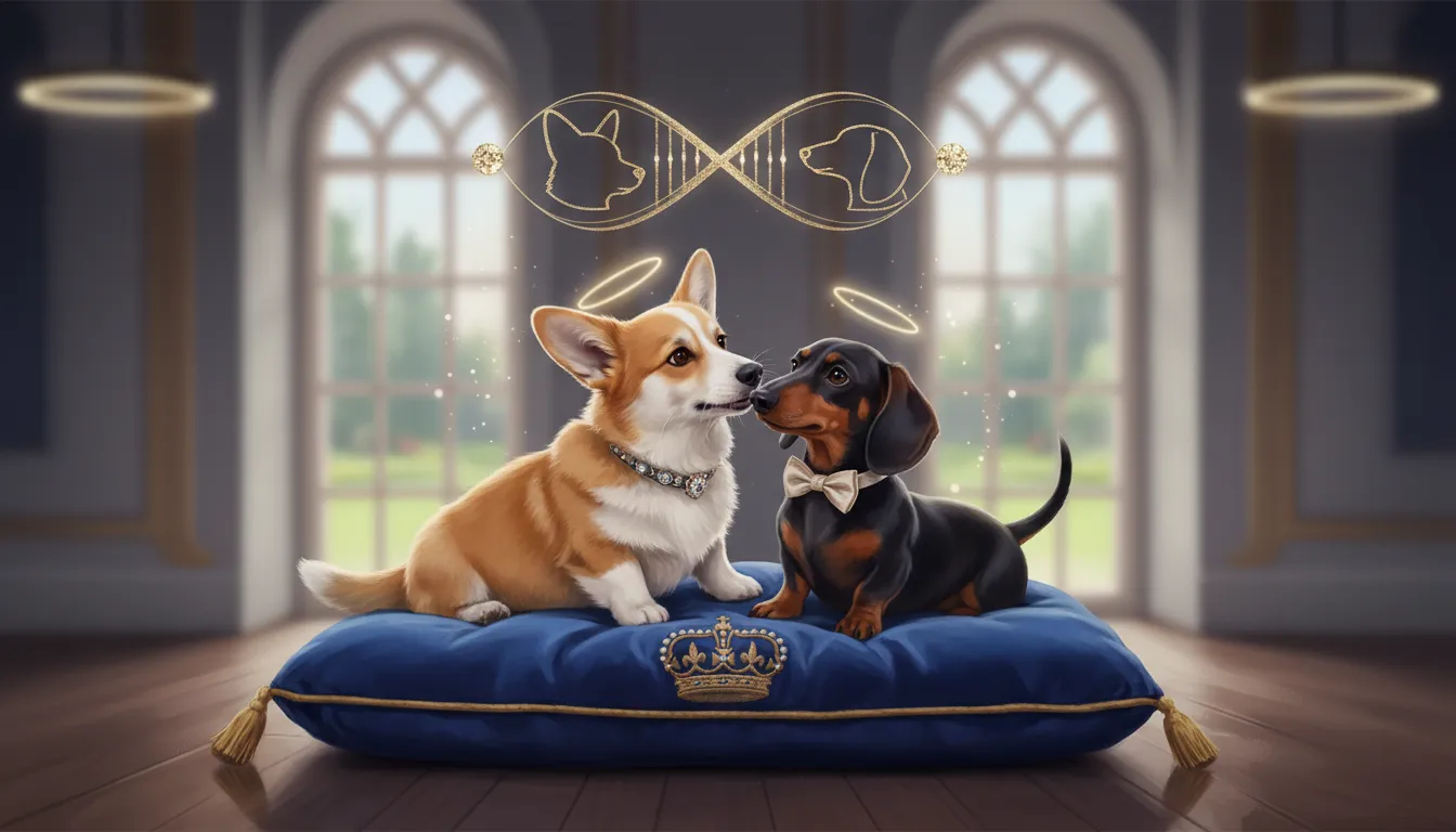 Queen Elizabeth and her beloved corgi-dachshund crossbreed dogs.