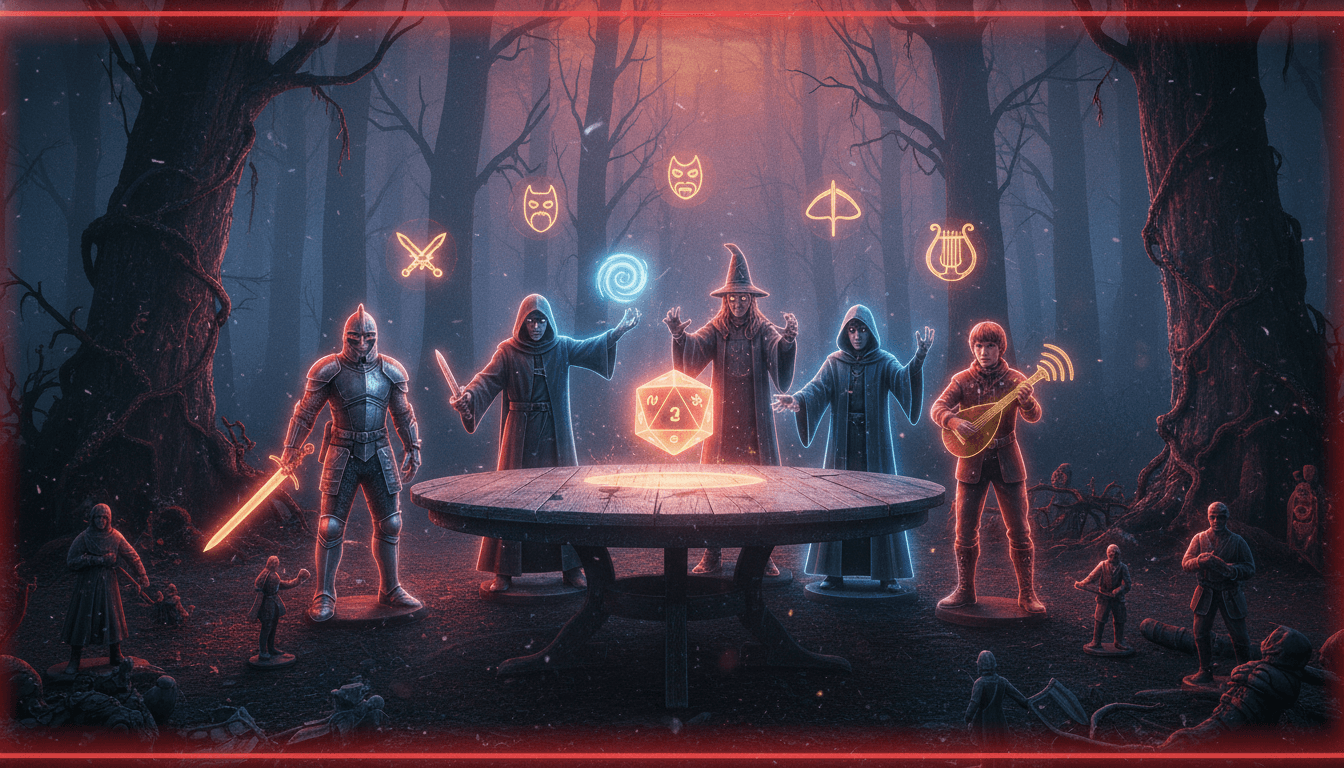 Diverse fantasy characters representing distinct D&D classes.