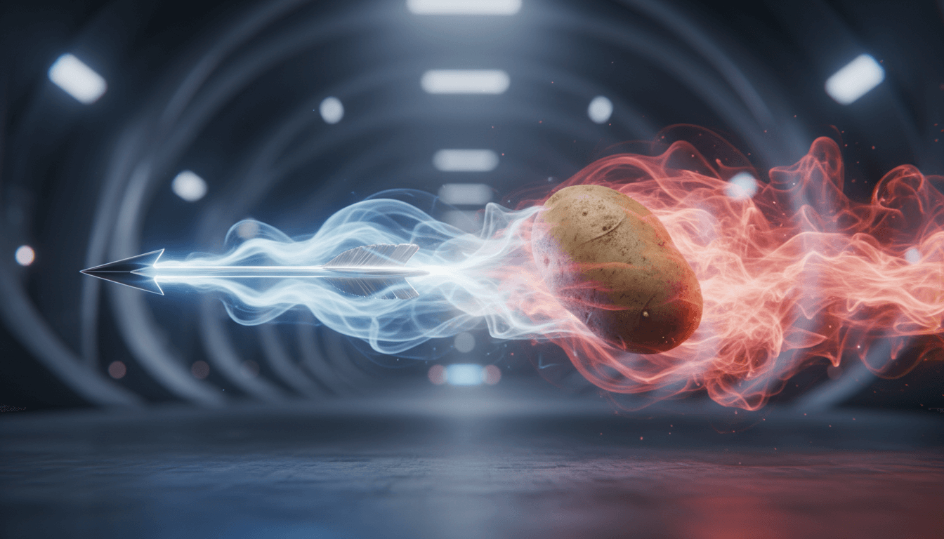 Aerodynamic arrow contrasted with a blunt potato shape.